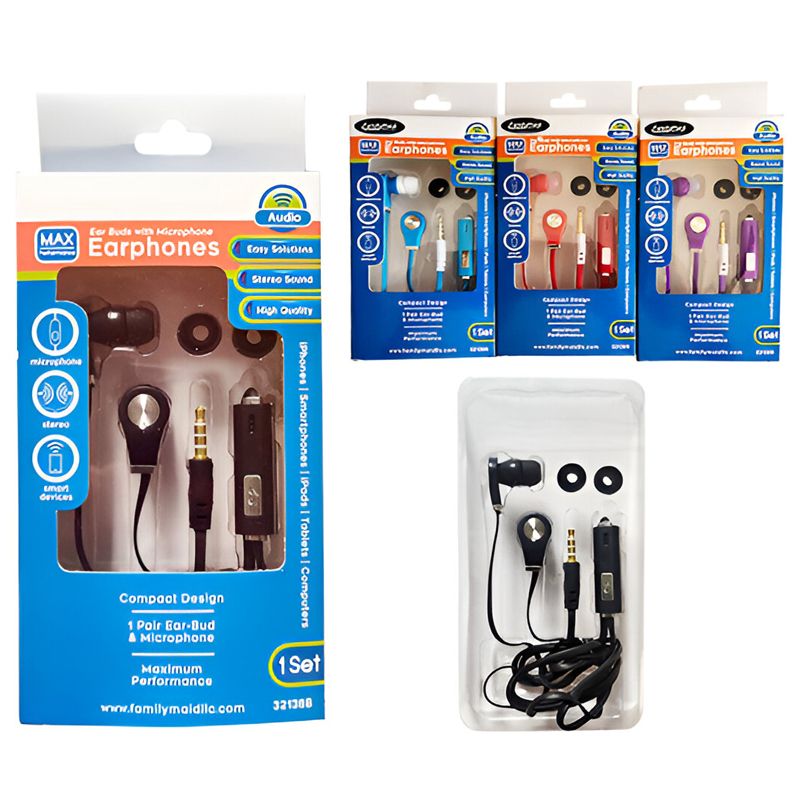 144 pieces of Earphones With Microphone 1.2m - 4 Colors