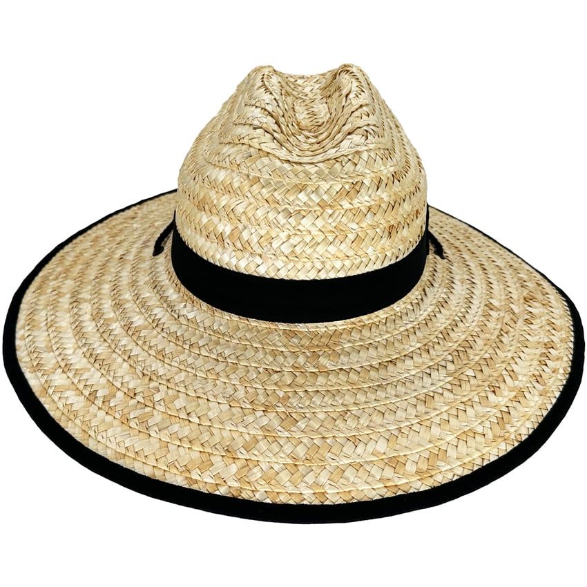 24 Pieces of Straw Summer Hats For Men - Black Border Brim Hat