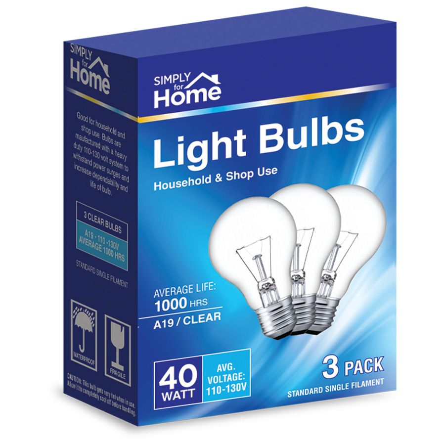 40 Pieces of Simply For Home Light Bulb 3 Pk 40w Clear
