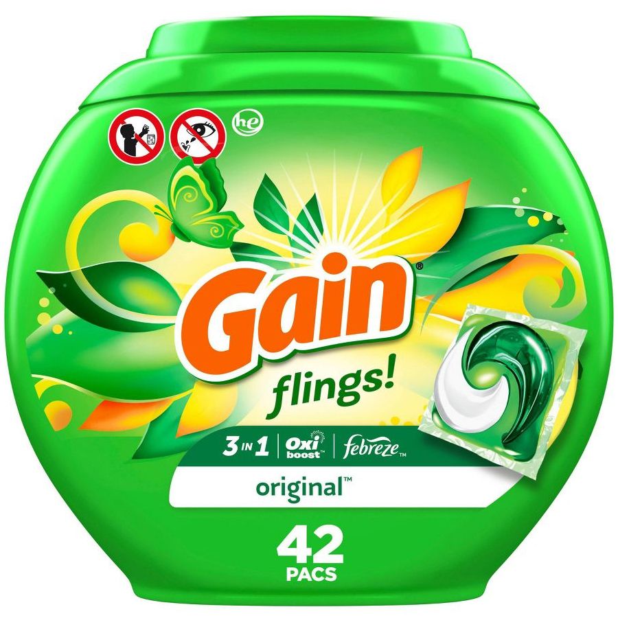 4 pieces of Gain Laundry Pods 42 Ct 3 In 1 Original Oxi / Fabreze
