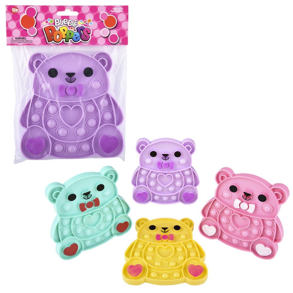 144 pieces of 6.25" Valentine's Glitter Bear Bubble Popper