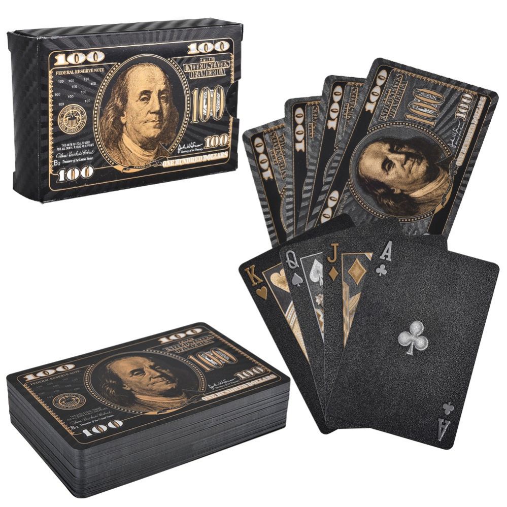 100 pieces of Black Foil $100 Bill Playing Cards