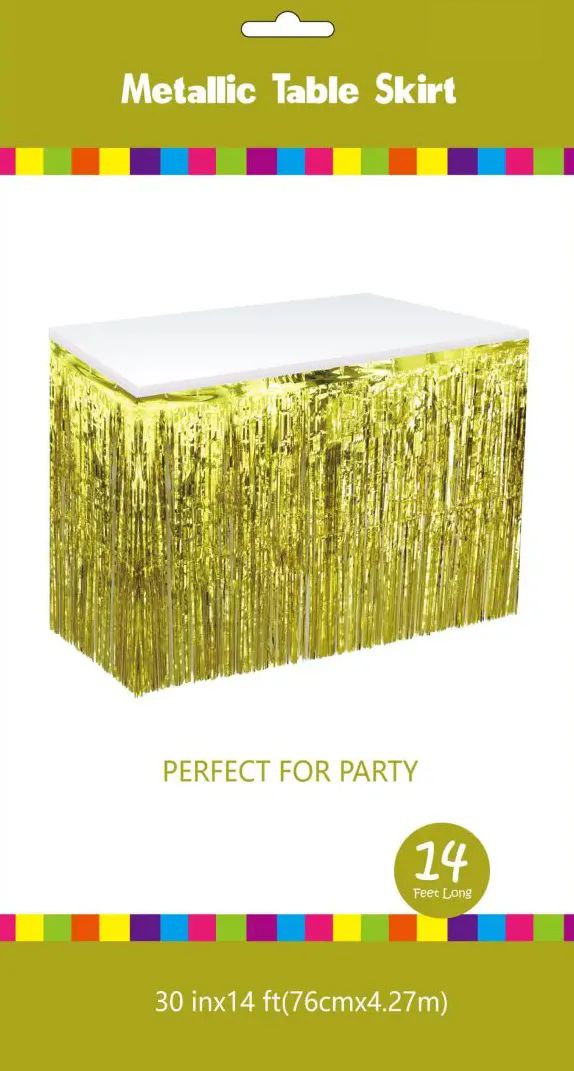60 Pieces of Gold Metallic Plastic Table Skirt 30in X 14ft