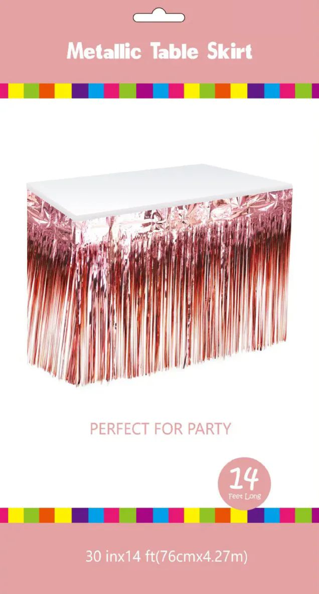 60 Pieces of Rose Gold Metallic Plastic Table Skirt 30in X14ft