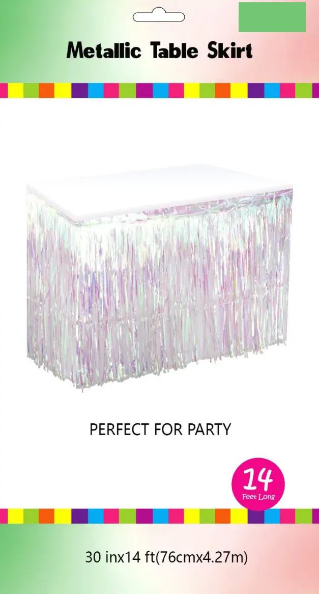 60 Pieces of Irediscent Metallic Plastic Table Skirt 30in X14ft
