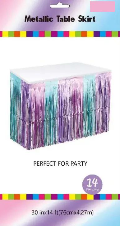 60 Pieces of Pastel Metallic Plastic Table Skirt 30in X14ft