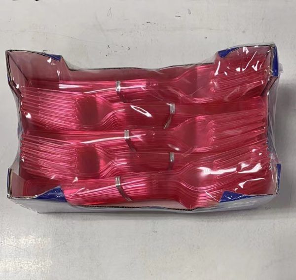 24 Packs of Light Pink Plastic Premium Forks 50pcs