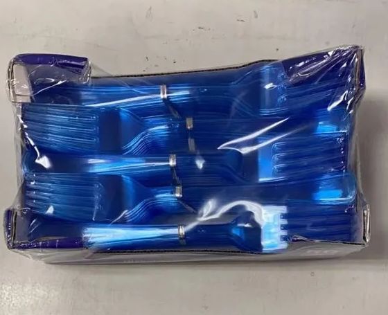 24 Packs of Light Blue Plastic Premium Forks 50pcs