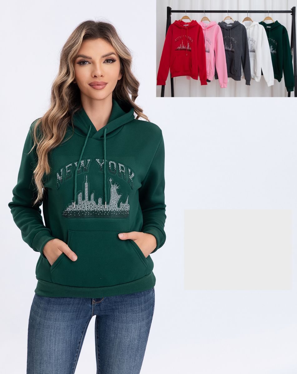 24 Wholesale New York Skyline Hooded Sweatshirts WSD