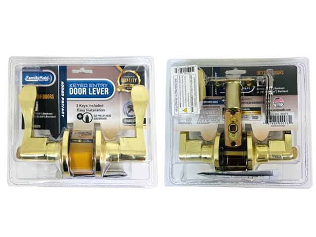 24 pieces of Keyed Door Lever Locking Handle Polish Brass Gold