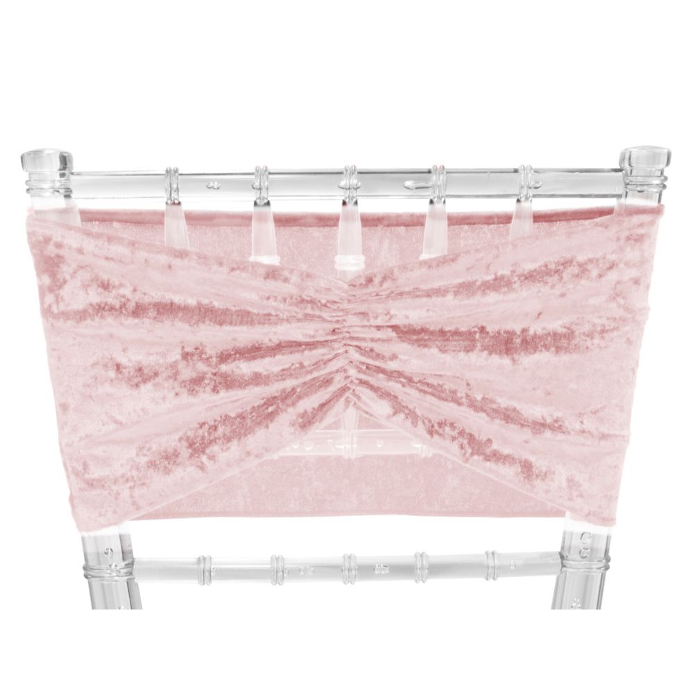12 pieces of Velvet Ruffle Stretch Chair Sash 6pc/bag - Blush