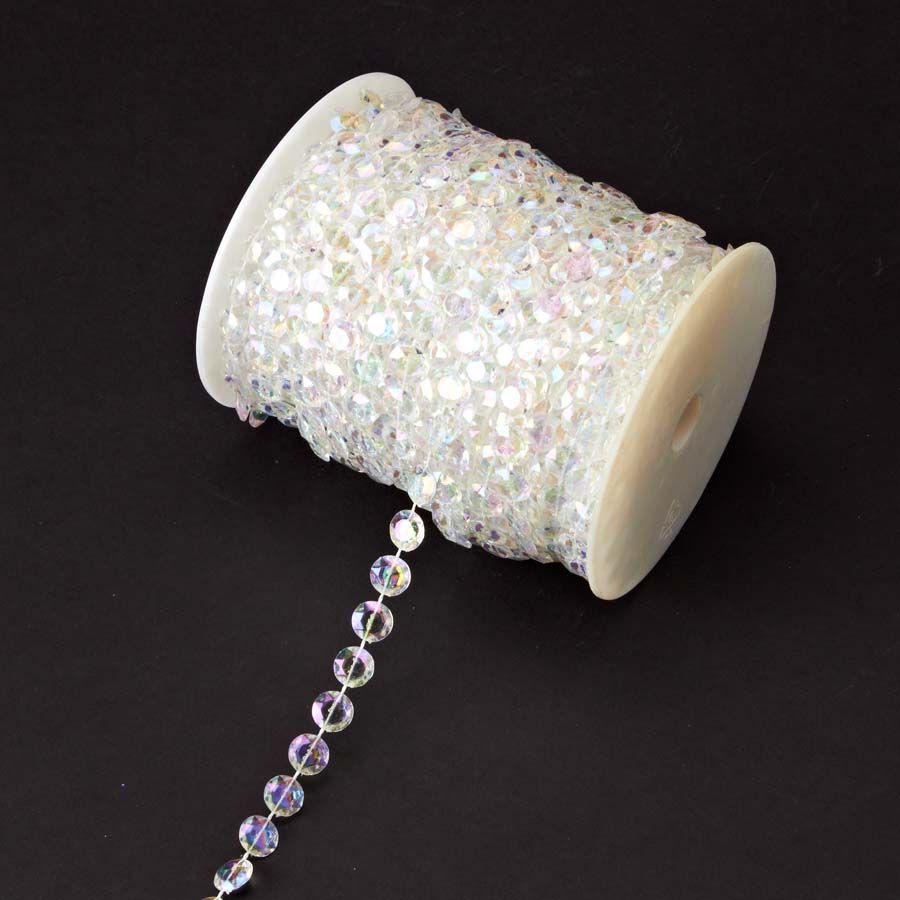 6 pieces of Crystal Iridescent Diamond Cut Beads In A Roll, 99ft