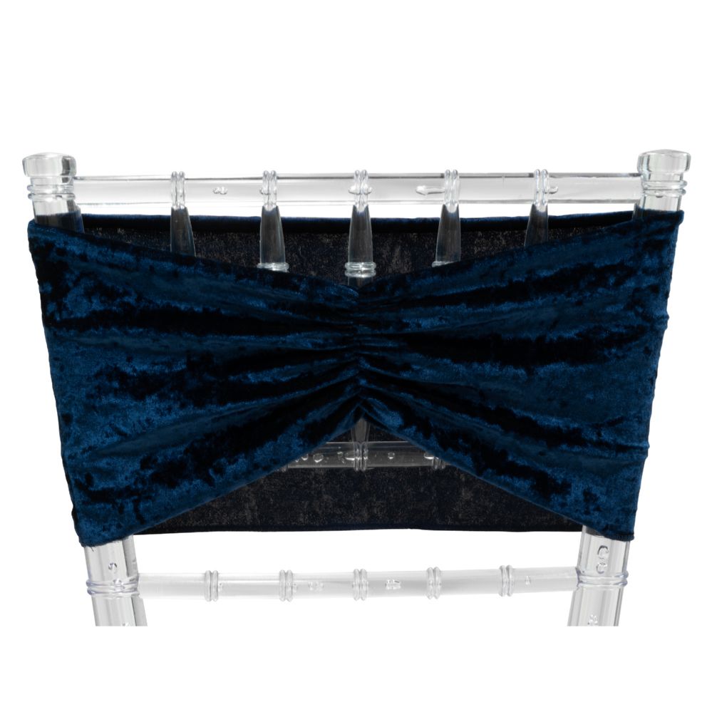 12 pieces of Velvet Ruffle Stretch Chair Sash 6pc/bag - Navy
