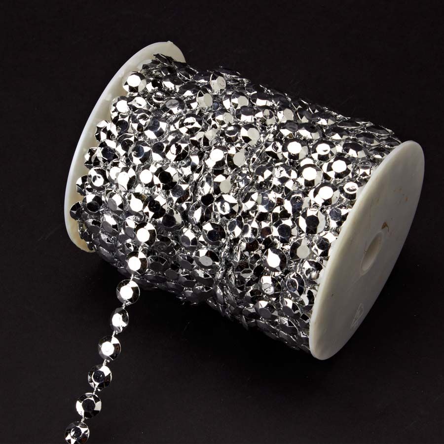 12 pieces of Silver Diamond Cut Beads In A Roll, 99ft