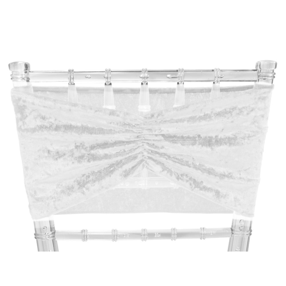 12 pieces of Velvet Ruffle Stretch Chair Sash 6pc/bag - White