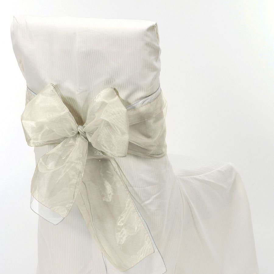 24 pieces of Sheer Organza Chair Bows 9 inch X 10 inch Ivory - 6pcs/bag