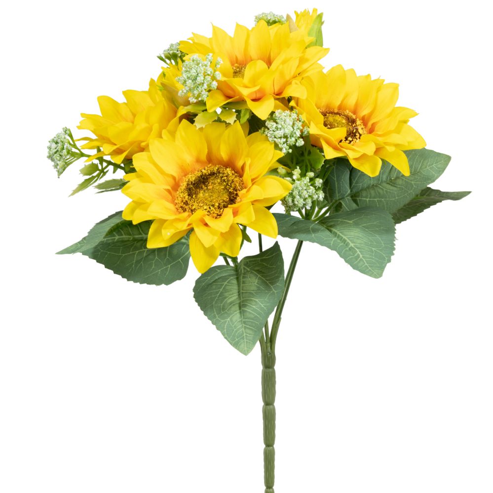 24 pieces 5 Head Sunflower Bouquet 12 inch - Yellow - Artificial ...