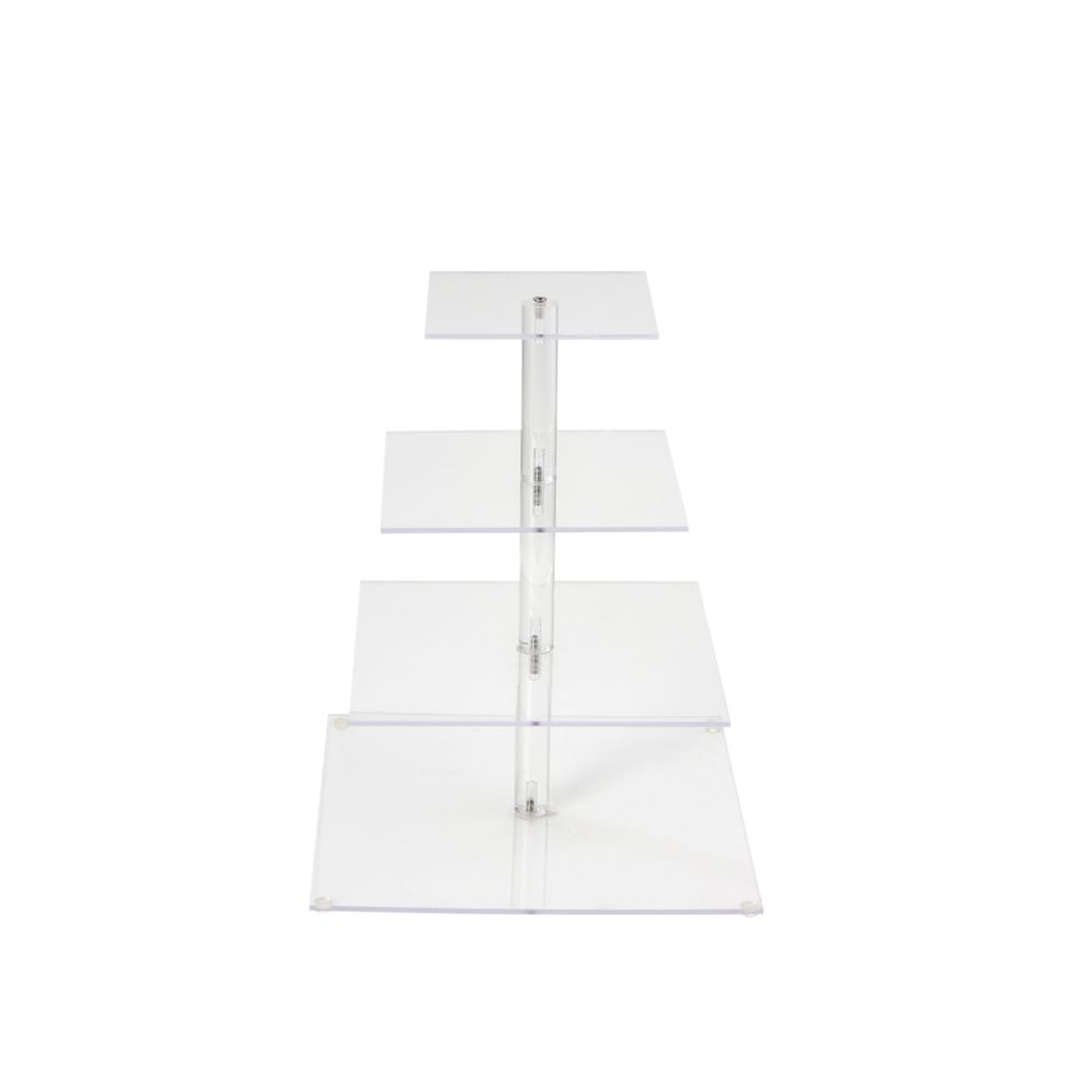 2 Pieces of 4 Layer Square Acrylic Treat Stand 15 inch - Clear