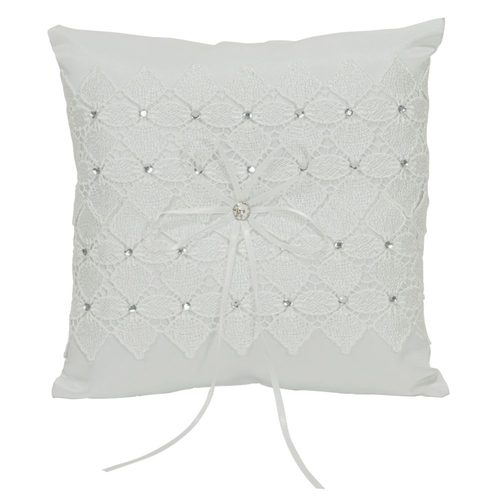 12 pieces of Wedding Pillow With Rhinestone Accent - White