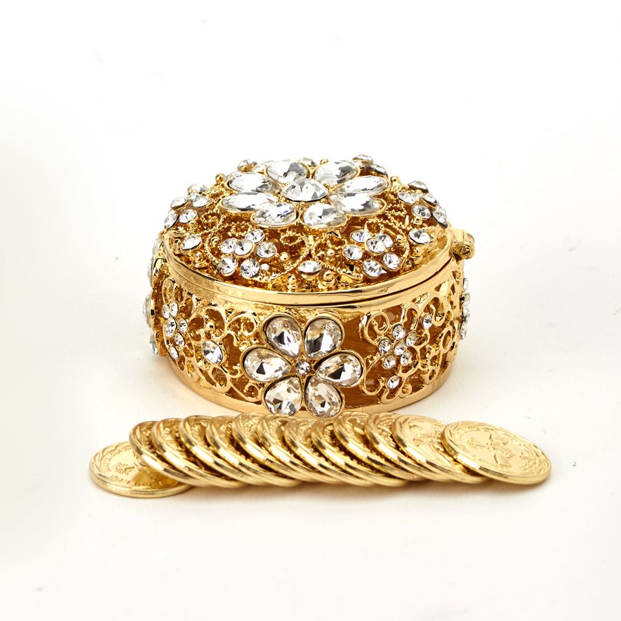 6 pieces of Arras Set For WeddingS- Rhinestone Round Box