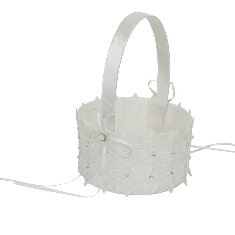 12 pieces of Wedding Basket With Rhinestone Accent - White