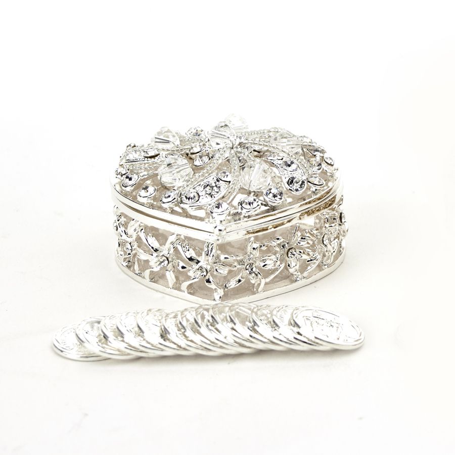 6 pieces of Arras Set For Weddings - Rhinestone Heart Box