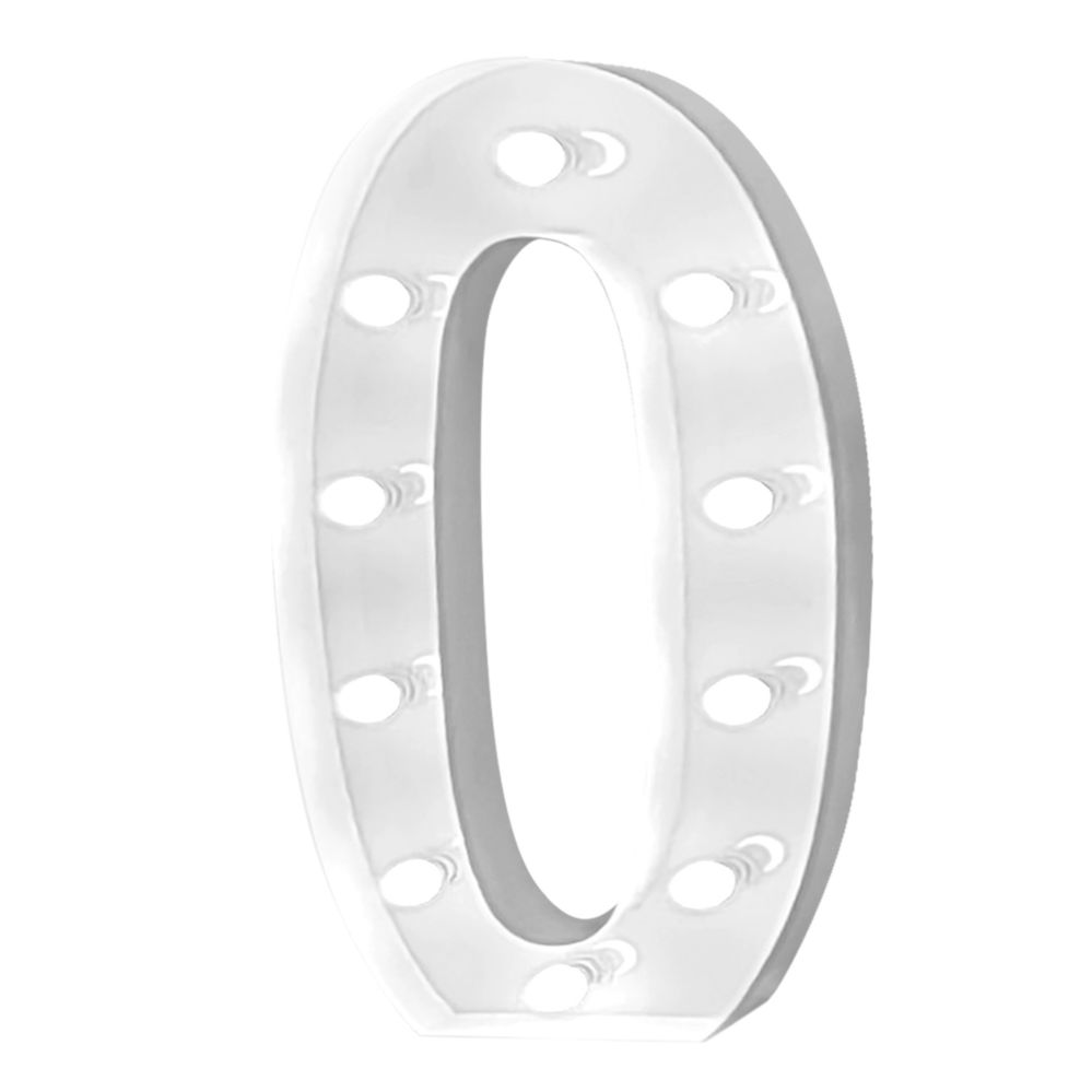 4ft Light Up Marquee Number 0 - White