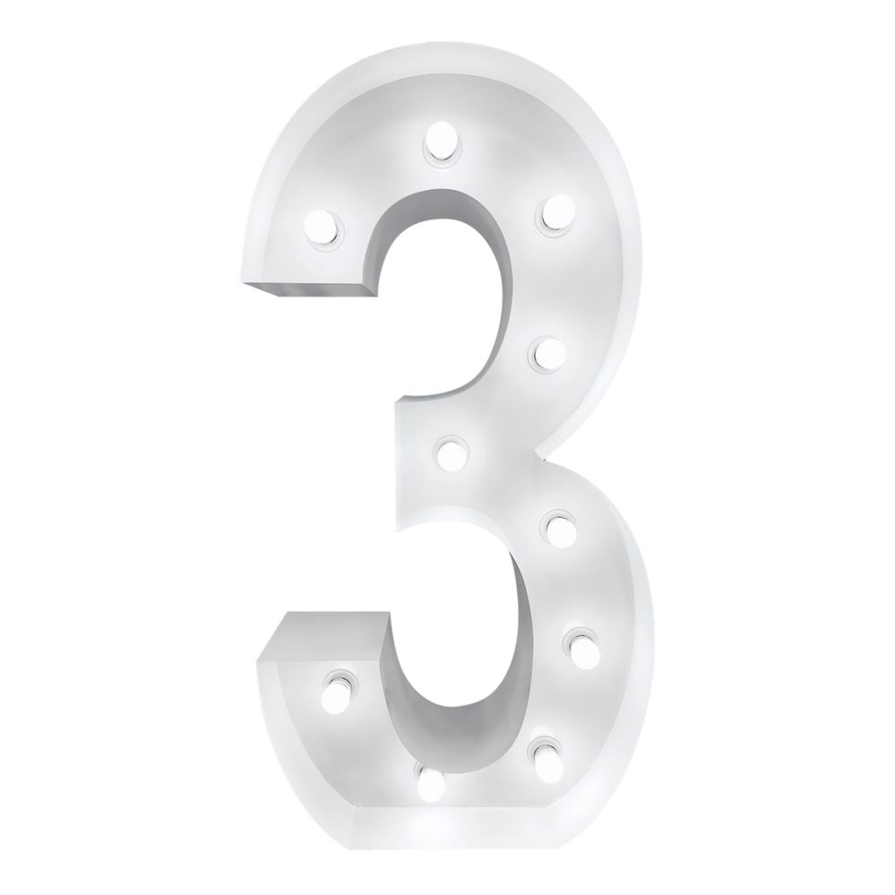 4ft Light Up Marquee Number ?3? - White