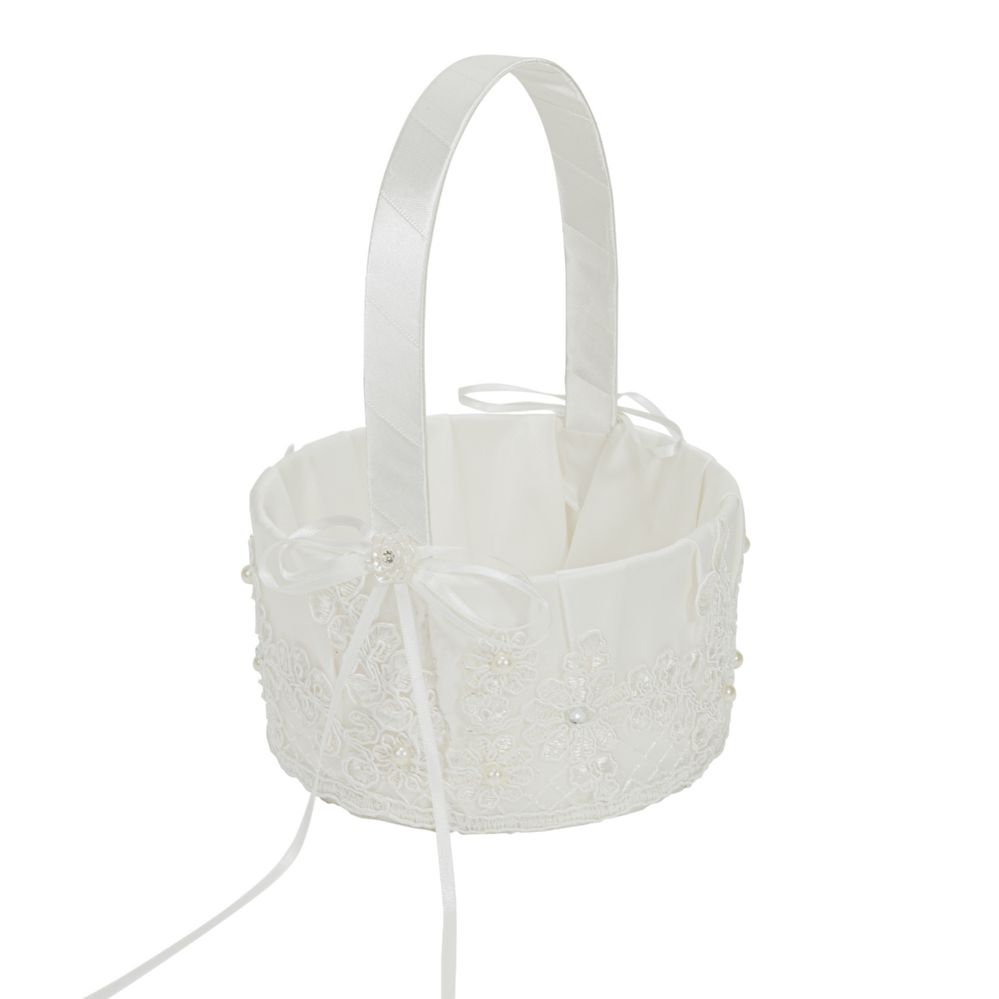 12 pieces of Wedding Basket With Rhinestone Accent - White