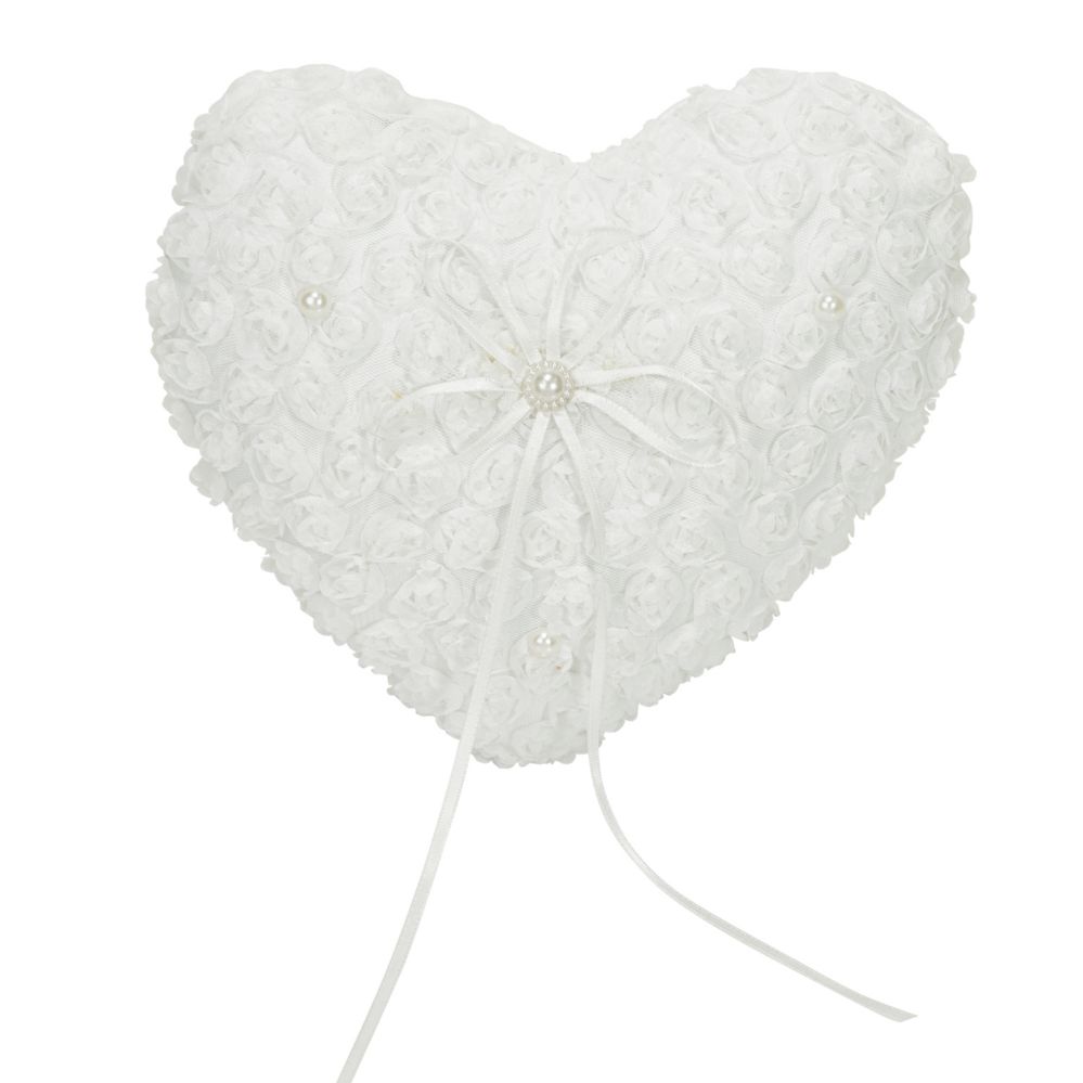 12 pieces of Heart Wedding Pillow With Pearl Accent - White
