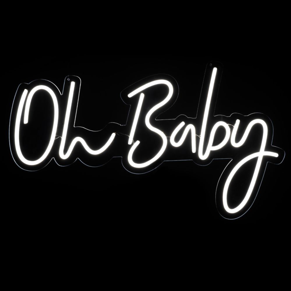 4 Pieces of Oh Baby Neon Light Sign With Hanging Chain 26 inch - White