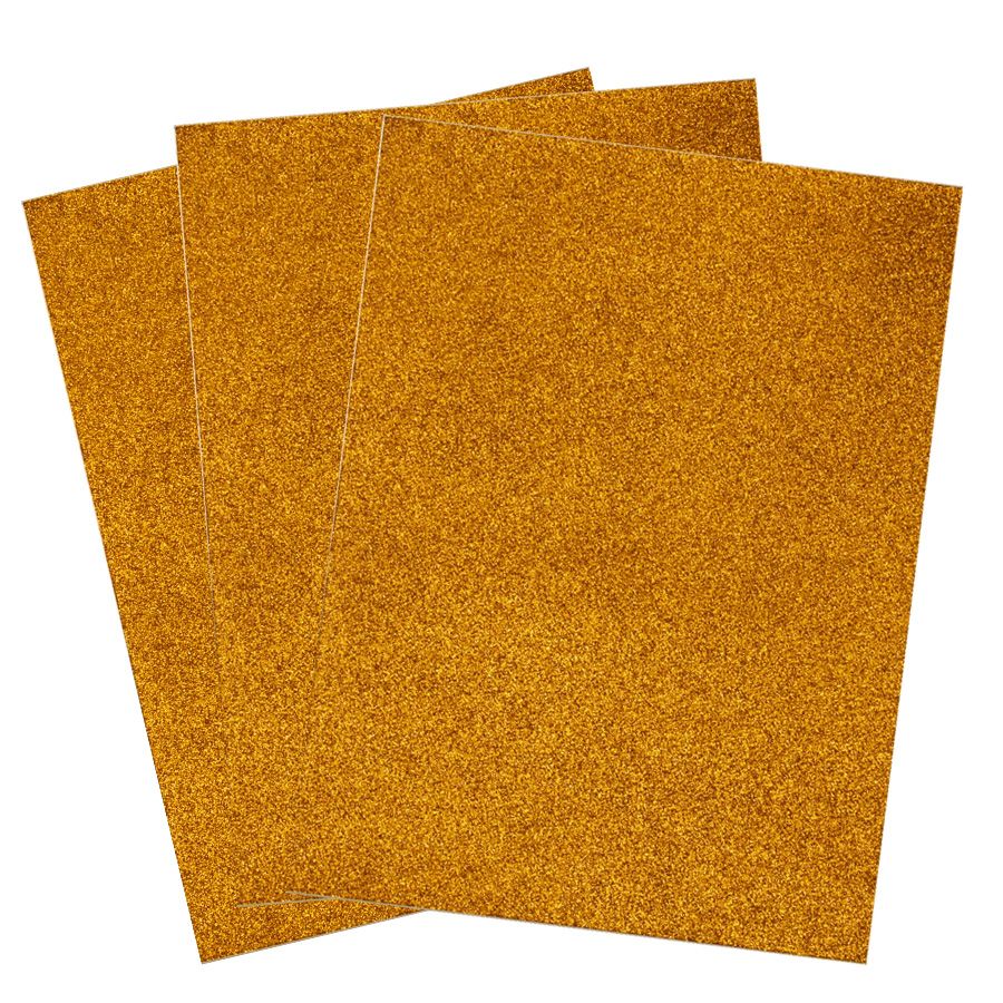 5 pieces of Eva Foam Glitter Large Sheet 10pk Gold