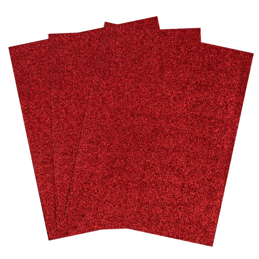5 pieces of Eva Adhesive Foam Glitter Large Sheet 10pk Red