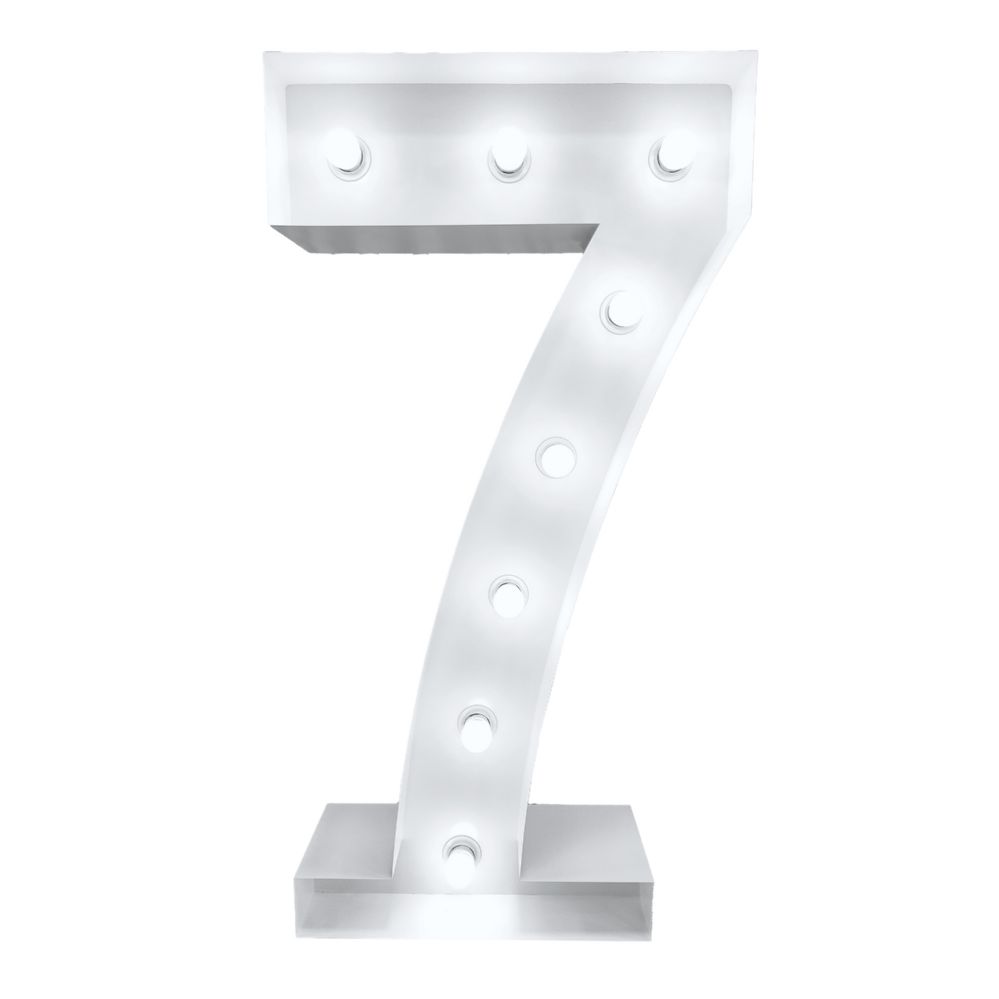 4ft Light Up Marquee Number ?7? - White