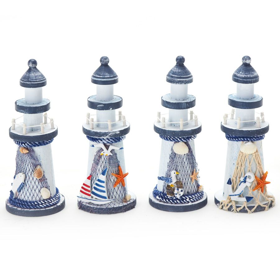 Lighthouse Items 36 pieces Wooden Lighthouse 4 Assorted Styles *price By Piece* - Home ...
