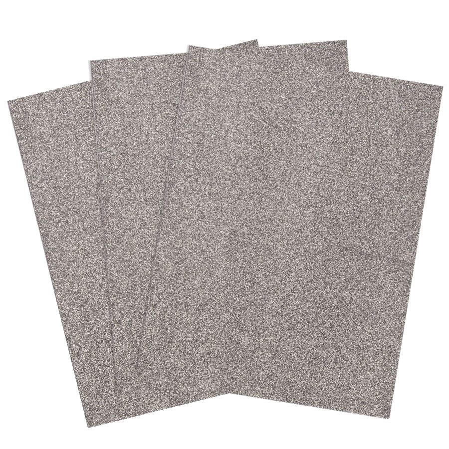 5 pieces of Eva Adhesive Foam Glitter Large Sheet 10pk Silver