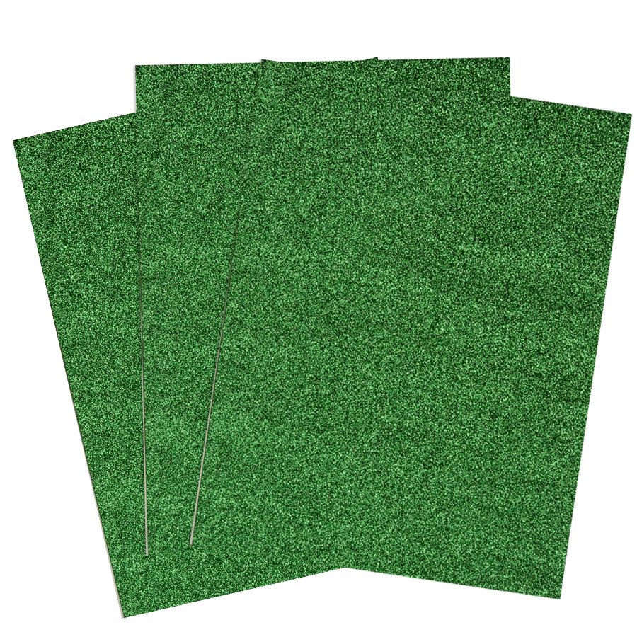 5 pieces of Eva Adhesive Foam Glitter Large Sheet 10pk - Green