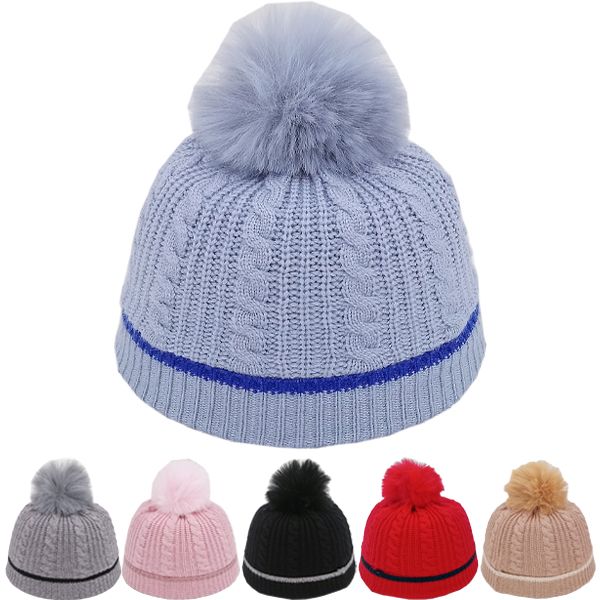 24 Pieces of Kid's Plush Ball Decor Knit Beanie Hat Sets