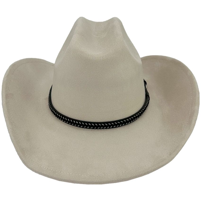 24 Pieces of Cream Felt Cowboy Hats With Embroidered Leather Band
