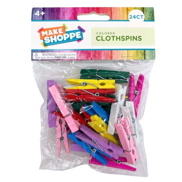 36 Packs of Make Shoppe 24 Count Colored Standard Clothespins