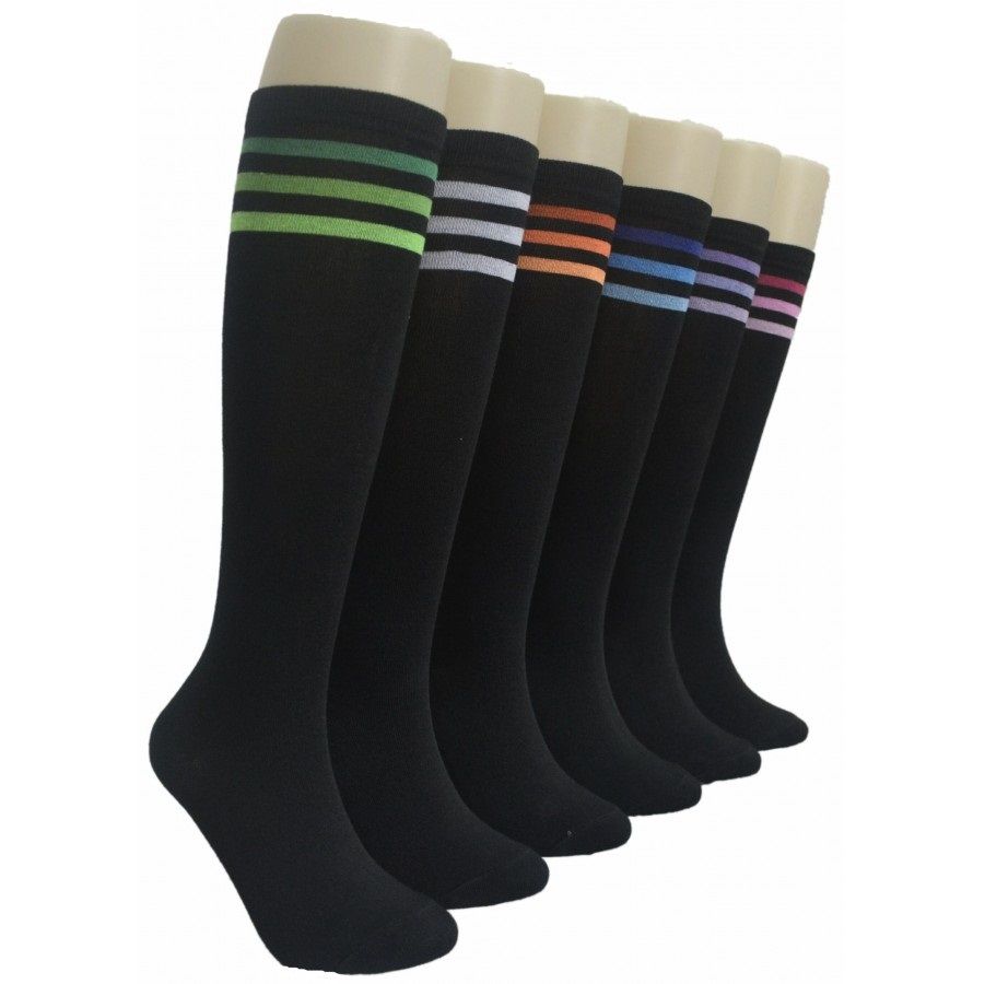 240 Pairs of Ladies KneE-High Socks 9-11 - Assorted Stripes