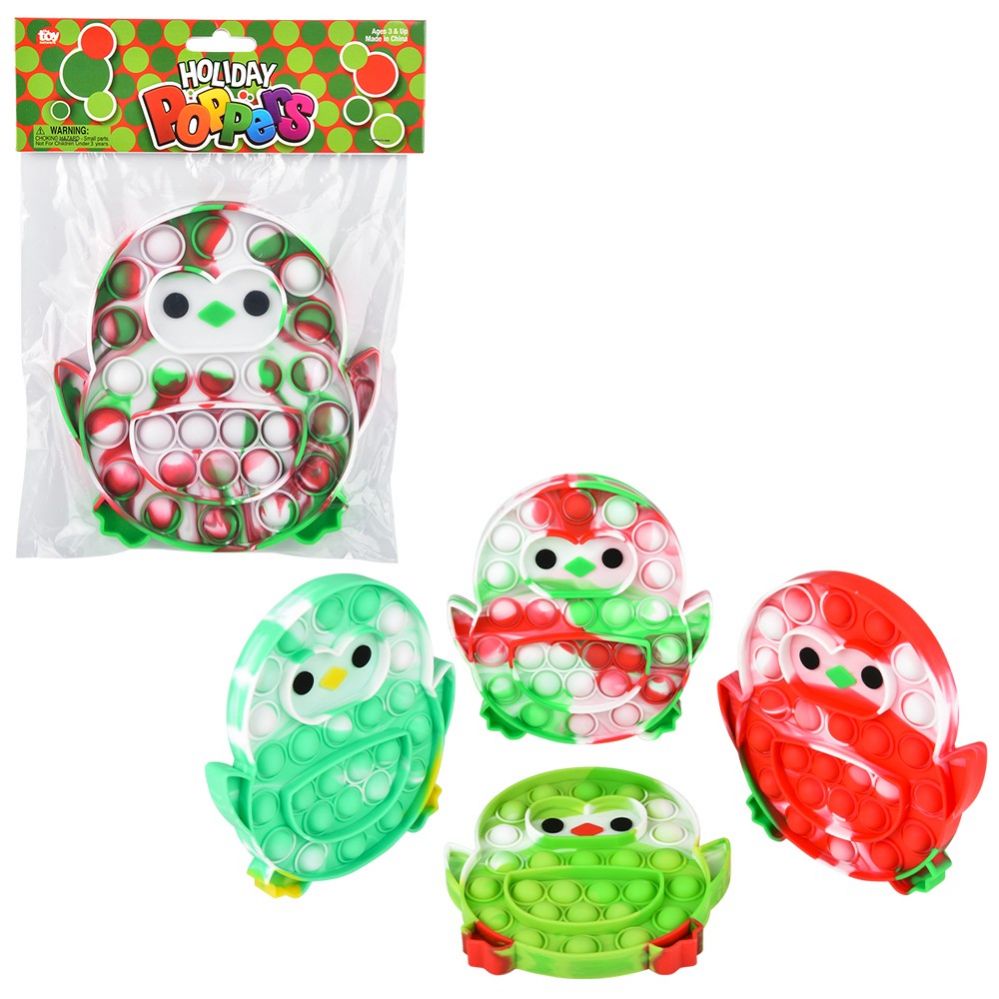 144 pieces of Holiday Penguin Bubble Poppers 6 inch