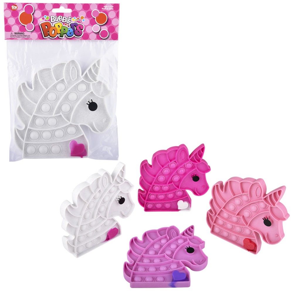 144 pieces of 6.5 inch Valentines Unicorn Bubble Popper