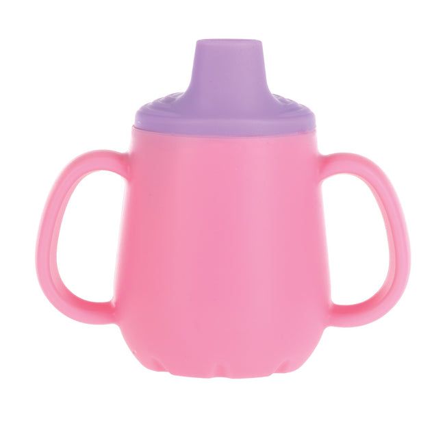 24 Pieces of Nuby 100% Silicone 2-Handle First Training 2oz Cup 6+ Months Pink Purple
