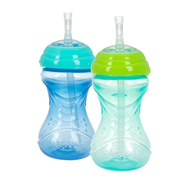 24 Pieces of Nuby NO-Spill CliK-It Soft FleX-Straw 10oz Cup 12+ Months Assorted Colors