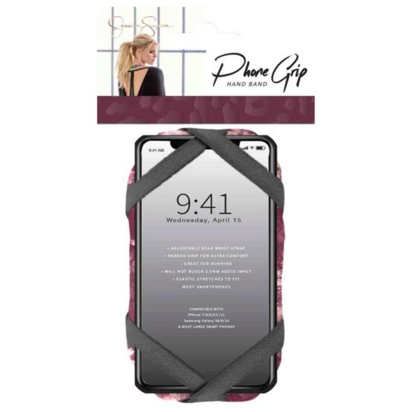 24 pieces of Jessica Simpson Padded Adjustable Cell Phone  Grip Hand Band In Maroon Tie Dye Print