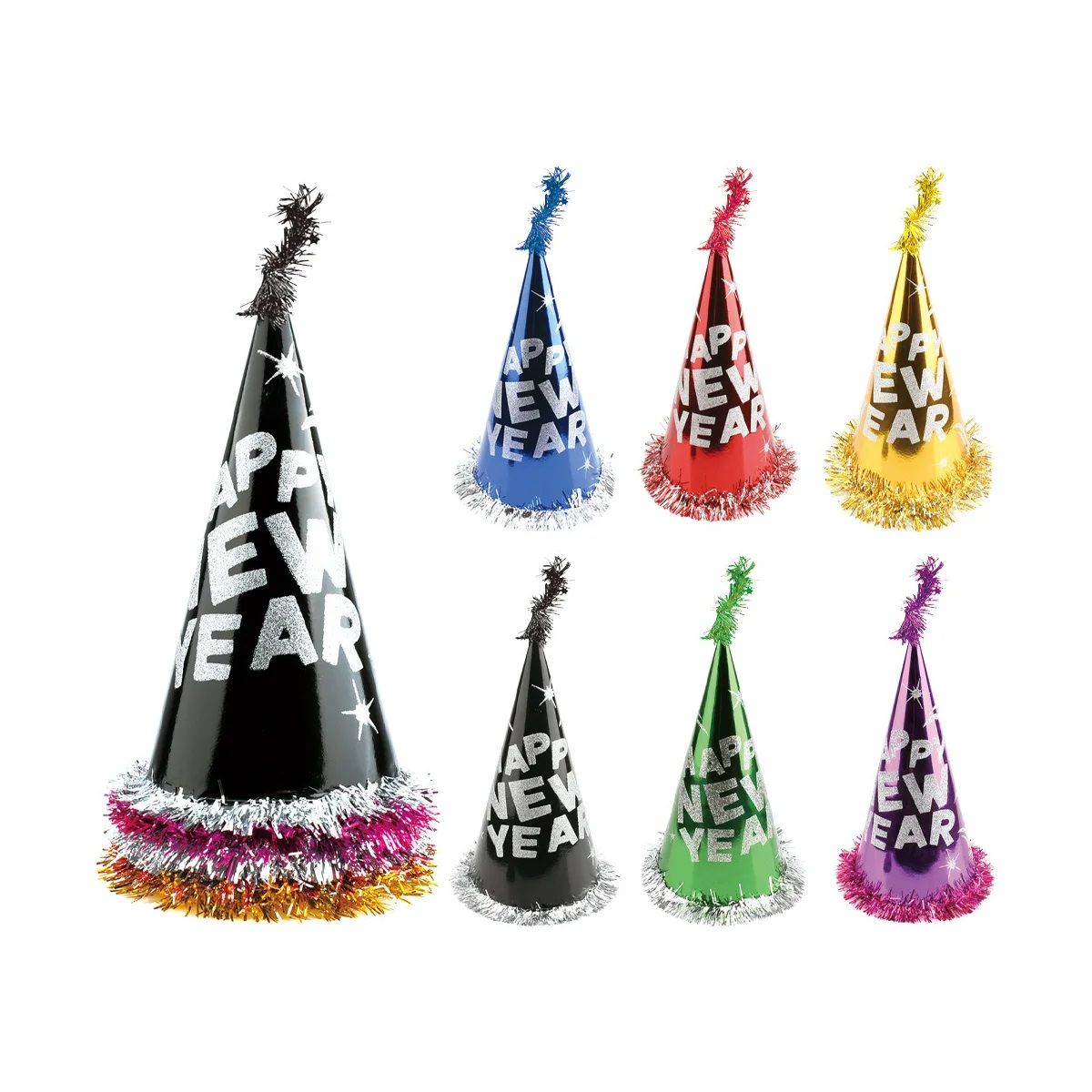 72 Pieces of New Year Cone Party Hat 13.5in Asst. Colors