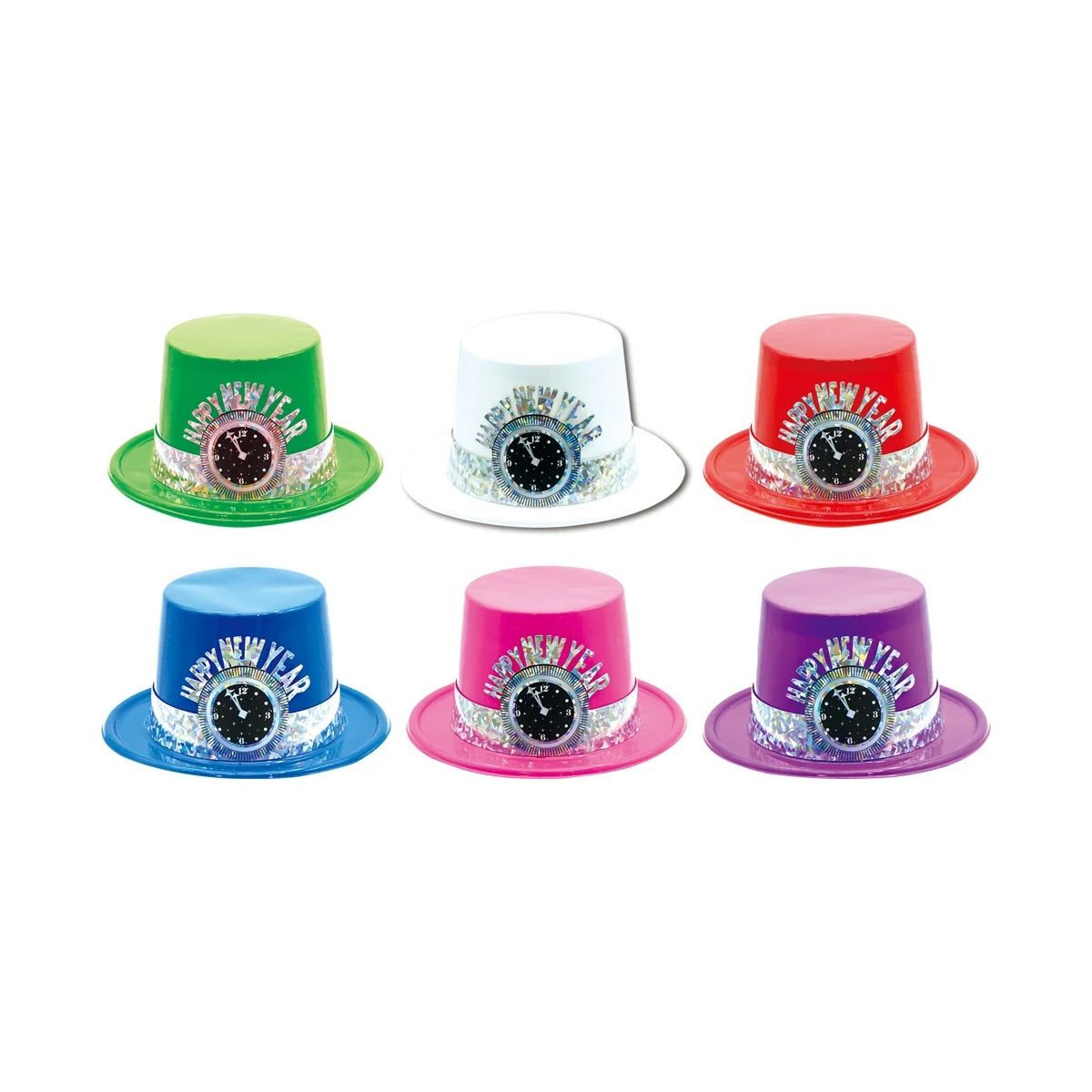 72 Pieces of Happy New Year Holographic Hat In Asst. Colors