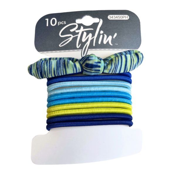 36 pieces of Stylin' 10 Piece Ponyholders In Green & Blue Colors