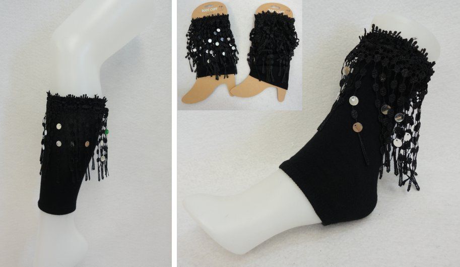 24 pieces of Boot Cuffs [black With Fringe]